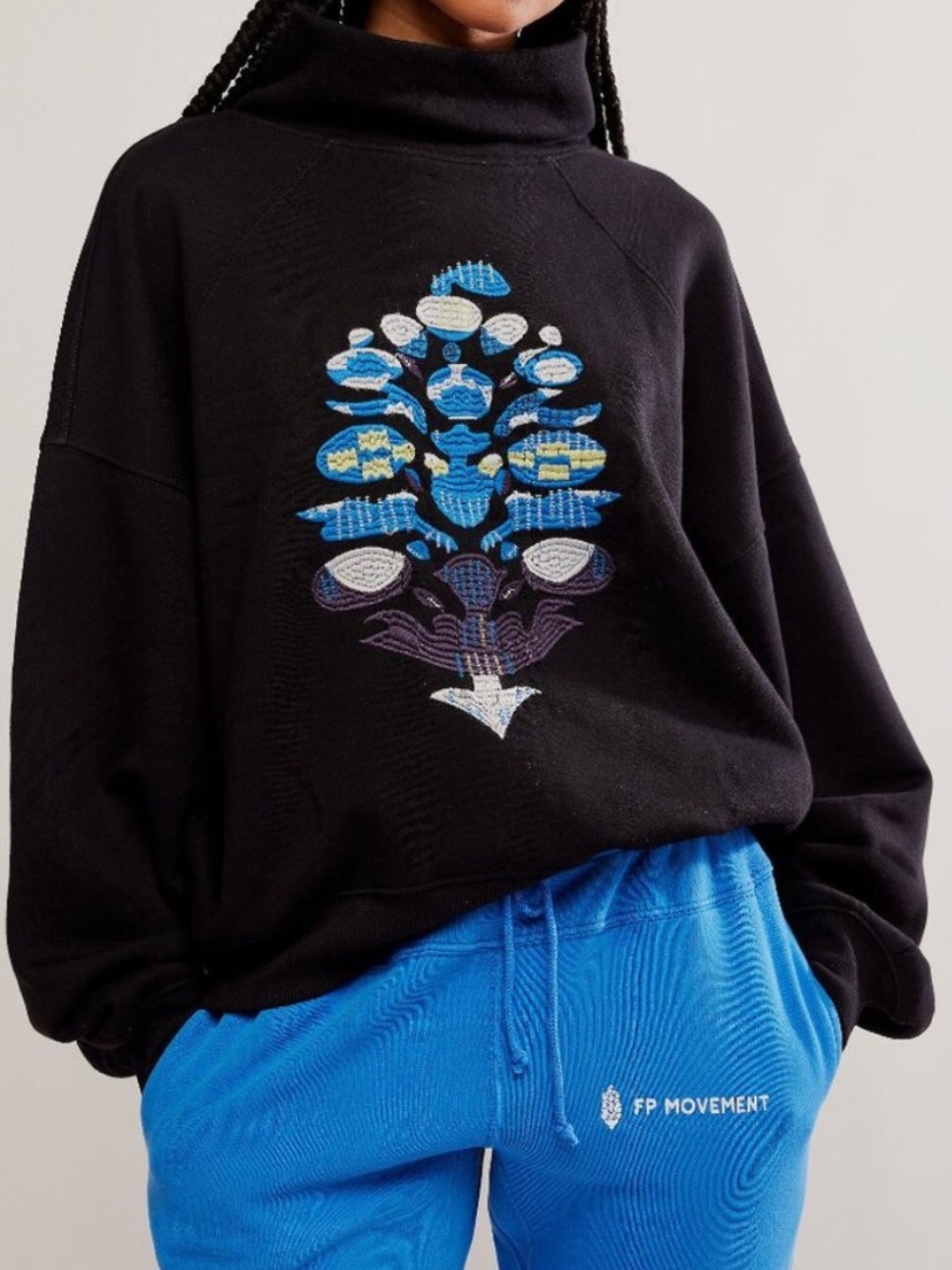 NWOT FP Movement On Your Mark Logo Embroidered French Terry Sweatshirt Size Med